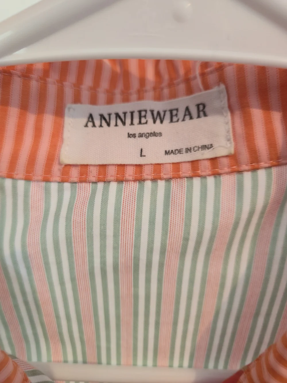Striped Colorblock Button-Down Shirt - Coral & Mint